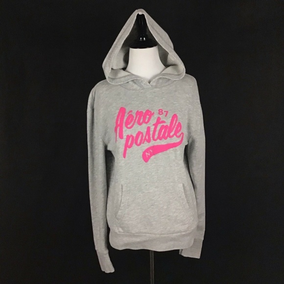 Aeropostale Tops - Aéropostale Hooded Sweatshirt Gray Pink Medium
